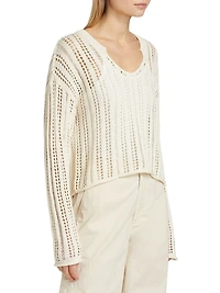 Open Knit Linen-Cotton Sweater