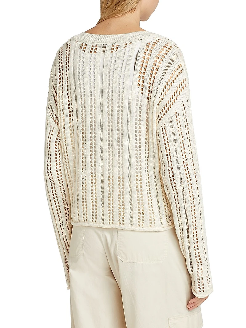 Open Knit Linen-Cotton Sweater