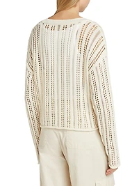 Open Knit Linen-Cotton Sweater