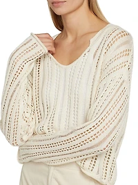Open Knit Linen-Cotton Sweater