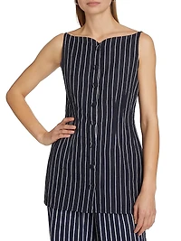 Magdalena Pinstripe Longline Top
