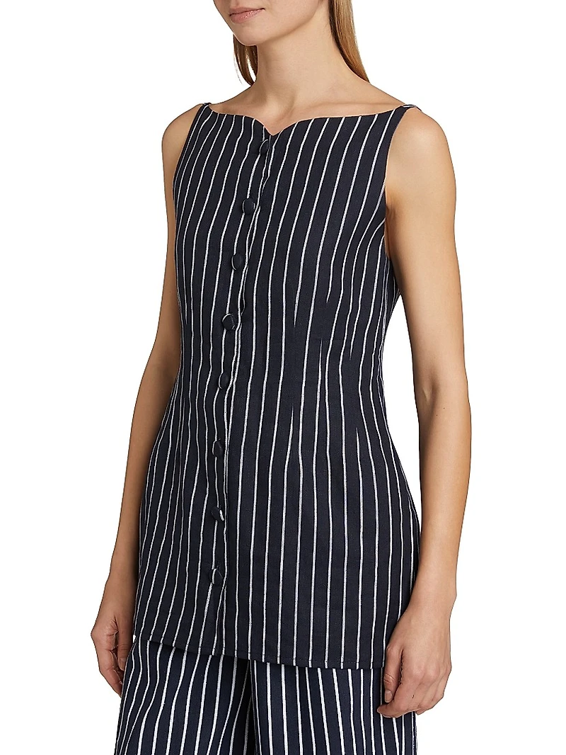 Magdalena Pinstripe Longline Top
