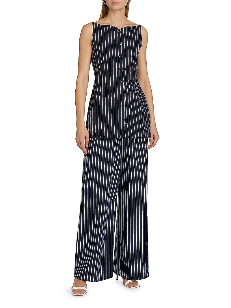 Magdalena Pinstripe Longline Top