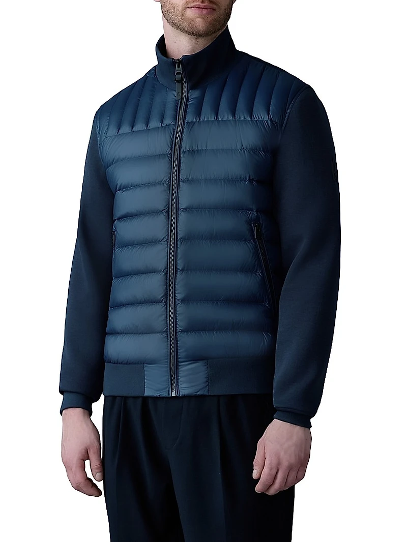 Collin Mixed-Media Bomber Jacket