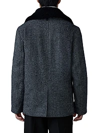 Cole Shearling-Trim Wool-Blend Herringbone Jacket