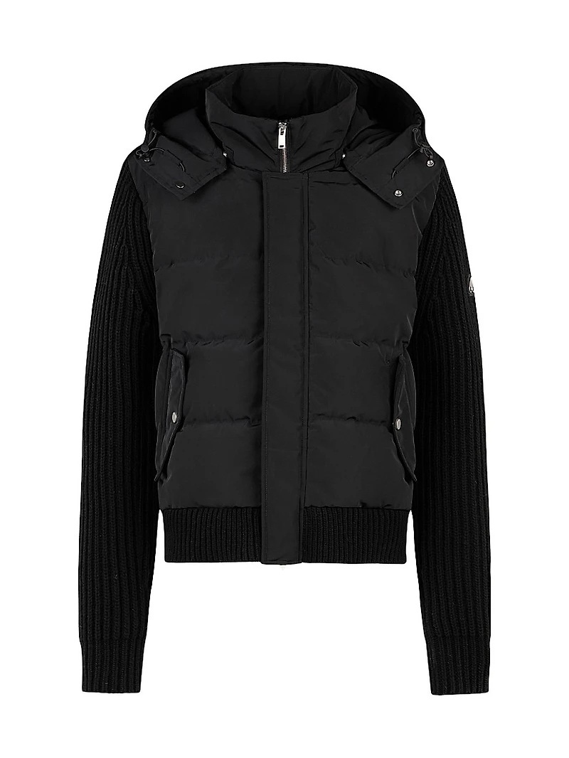 Maple Hybrid Mixed-Media Bomber Jacket