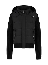 Maple Hybrid Mixed-Media Bomber Jacket