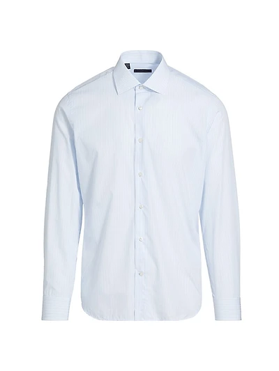 Striped Cotton Twill Dress Shirt
