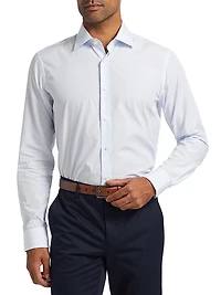 Striped Cotton Twill Dress Shirt