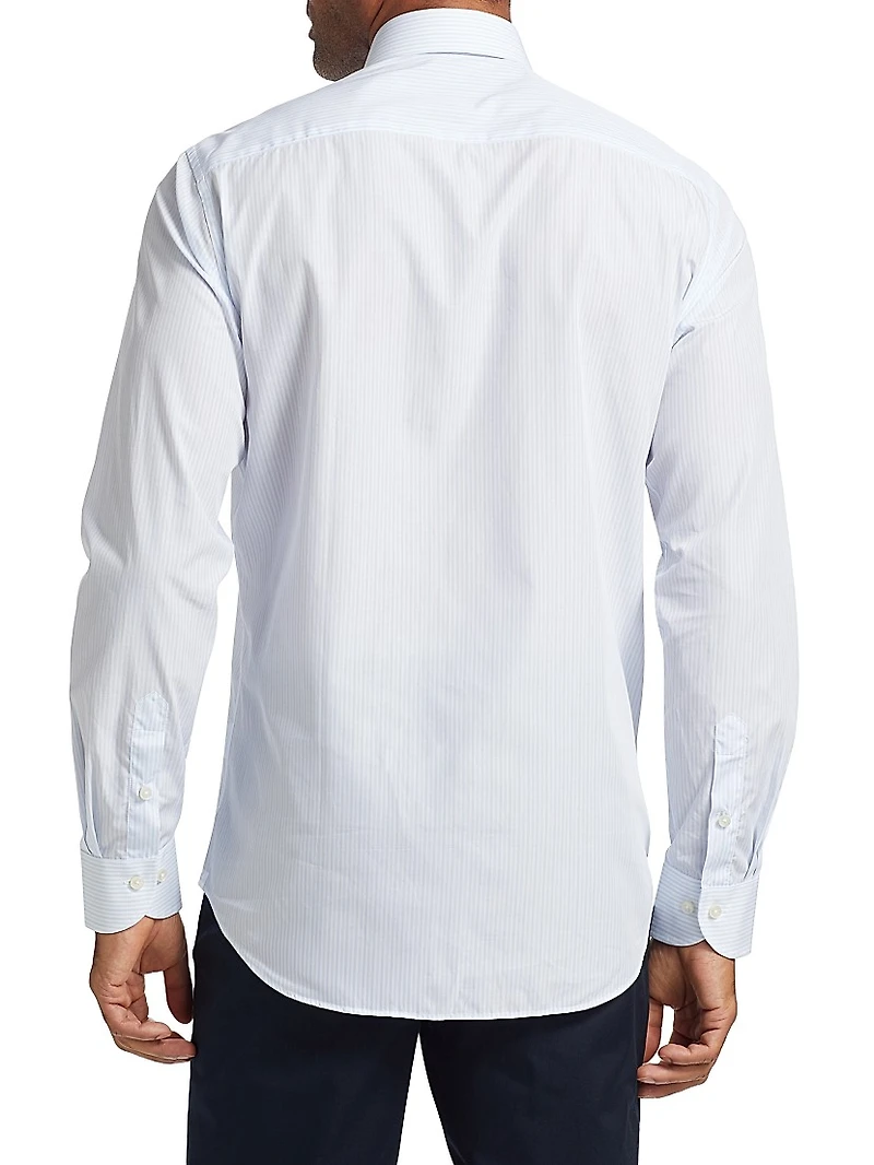 Striped Cotton Twill Dress Shirt