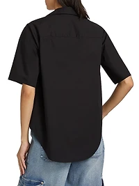 Cotton Lace-Up Short-Sleeve Shirt