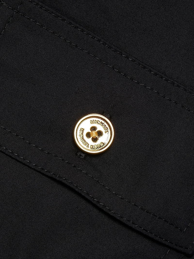 Cotton Lace-Up Short-Sleeve Shirt