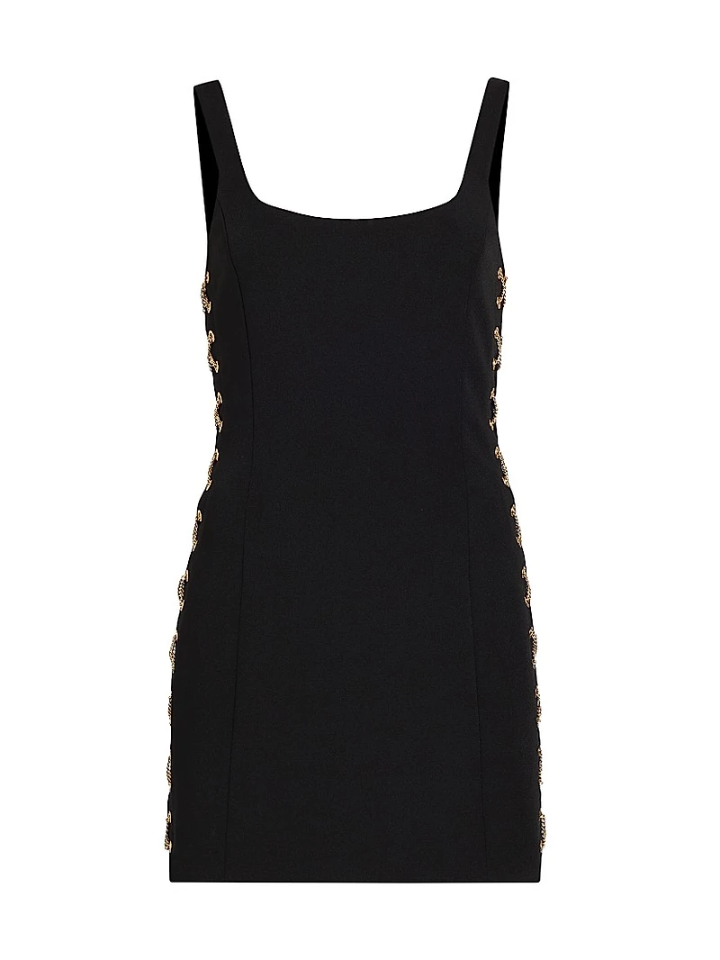 Chain-Detail Crepe Sleeveless Minidress