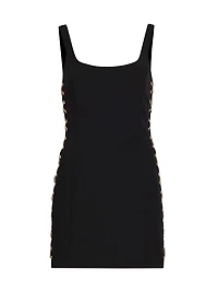 Chain-Detail Crepe Sleeveless Minidress