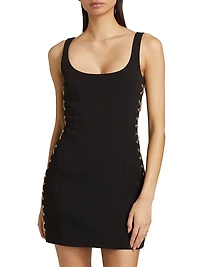 Chain-Detail Crepe Sleeveless Minidress