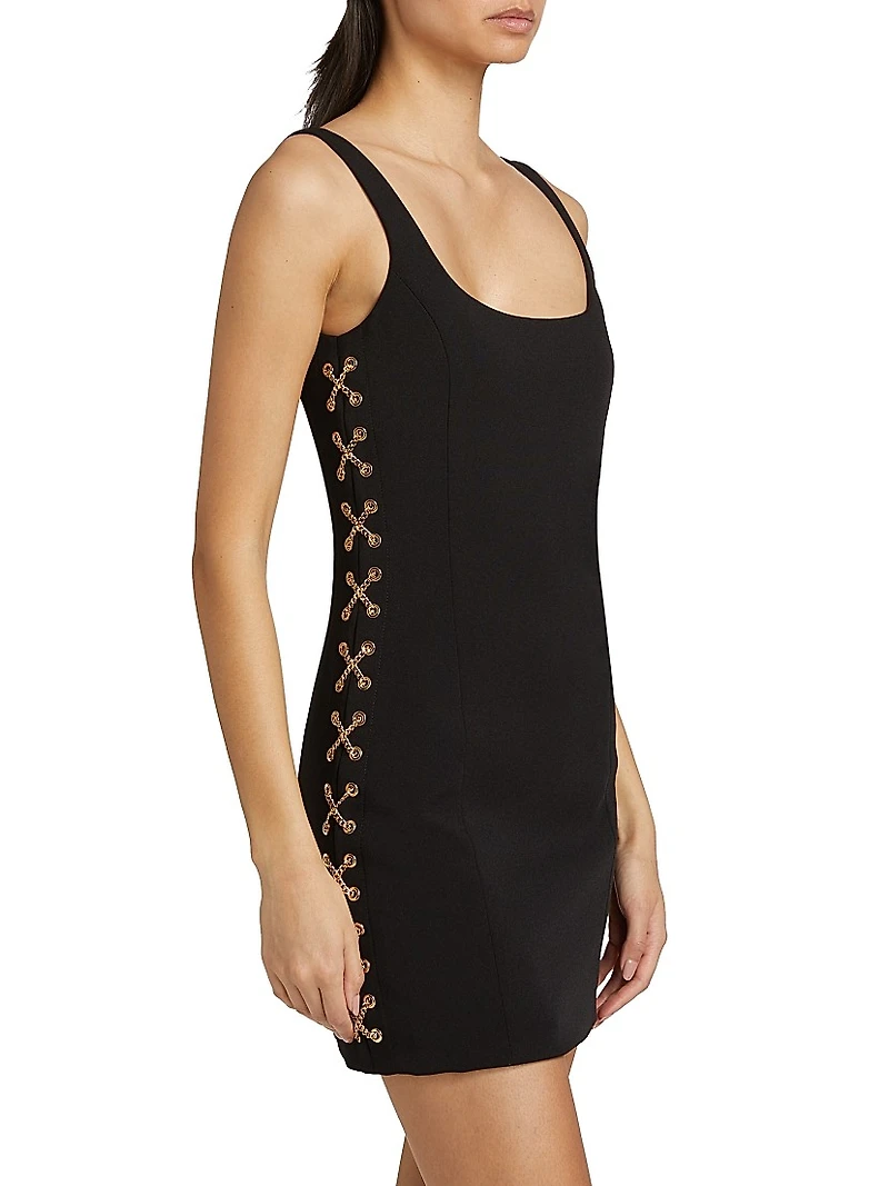 Chain-Detail Crepe Sleeveless Minidress