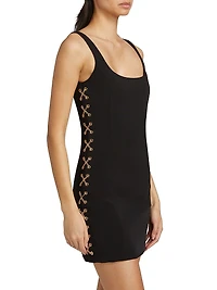 Chain-Detail Crepe Sleeveless Minidress