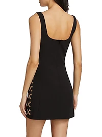 Chain-Detail Crepe Sleeveless Minidress