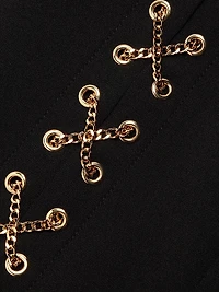 Chain-Detail Crepe Sleeveless Minidress