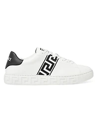 Embroidered La Greca Leather Sneakers