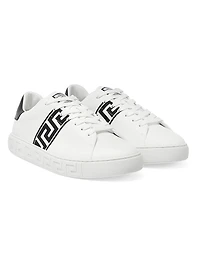 Embroidered La Greca Leather Sneakers