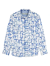 Triton Printed Stretch Cotton Button-Front Shirt