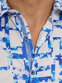 Triton Printed Stretch Cotton Button-Front Shirt