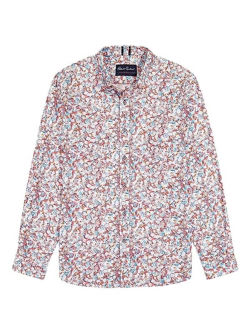 Kamari Printed Button-Down Long-Sleeve Shirt