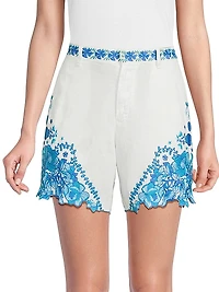 Tai Embroidered Linen Shorts
