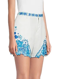 Tai Embroidered Linen Shorts