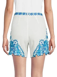 Tai Embroidered Linen Shorts
