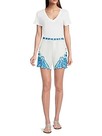 Tai Embroidered Linen Shorts