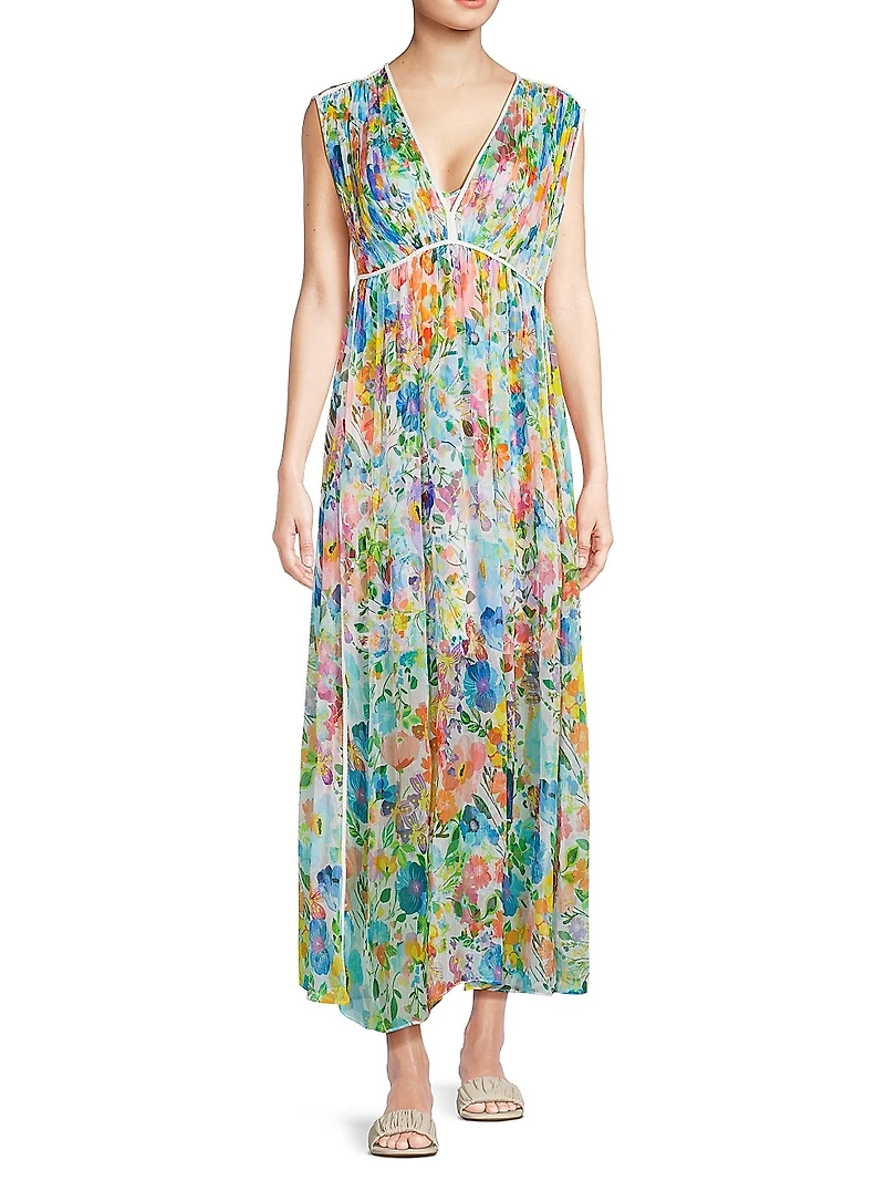 Dylane Floral Silk Maxi Dress