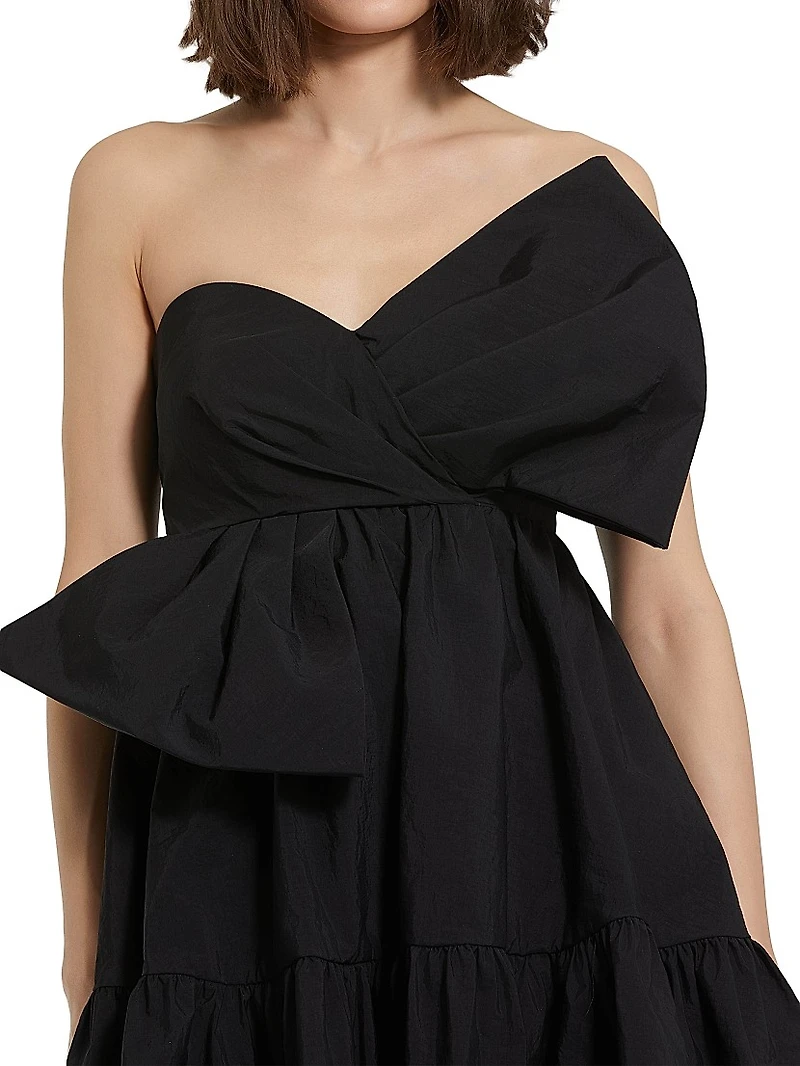 Faille Twist-Bow A-Line Minidress