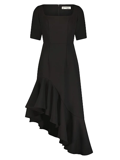 Crepe Asymmetric Midi-Dress