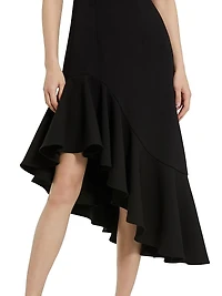 Crepe Asymmetric Midi-Dress