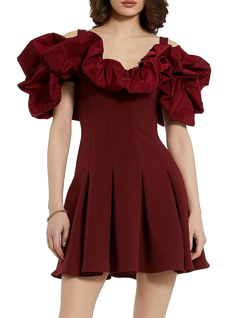 Crepe Faille Godet-Hem Minidress