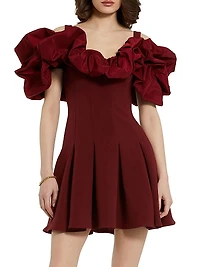 Crepe Faille Godet-Hem Minidress