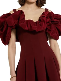 Crepe Faille Godet-Hem Minidress