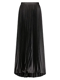 Pleated Satin Maxi Skirt