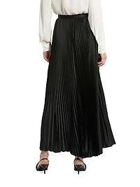 Pleated Satin Maxi Skirt