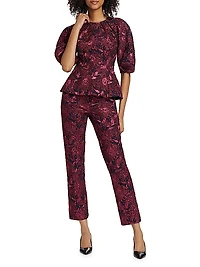Floral Jacquard Peplum Top