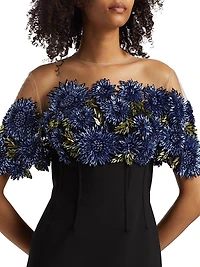 Floral Embroidered Column Gown