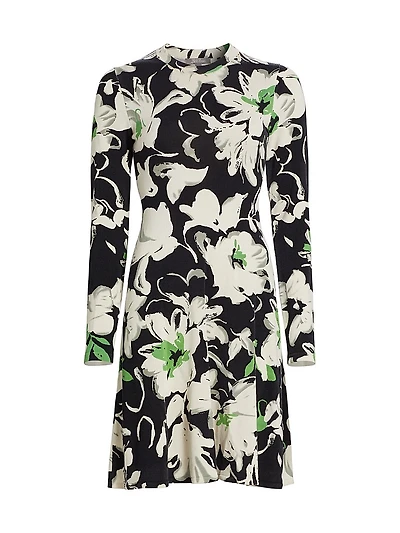 Floral Print Long-Sleeve Minidress