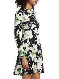 Floral Print Long-Sleeve Minidress