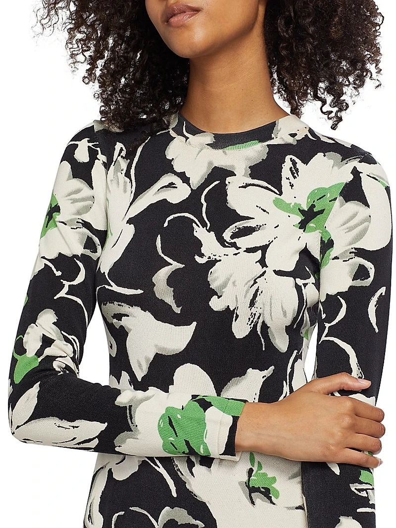 Floral Print Long-Sleeve Minidress