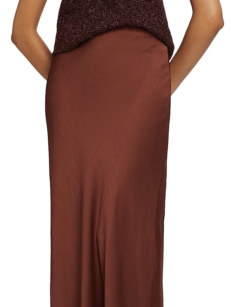 Plissé Chiffon A-Line Maxi Skirt
