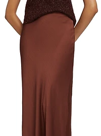 Plissé Chiffon A-Line Maxi Skirt