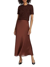 Plissé Chiffon A-Line Maxi Skirt