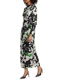 Floral Crêpe Sheath Midi-Dress